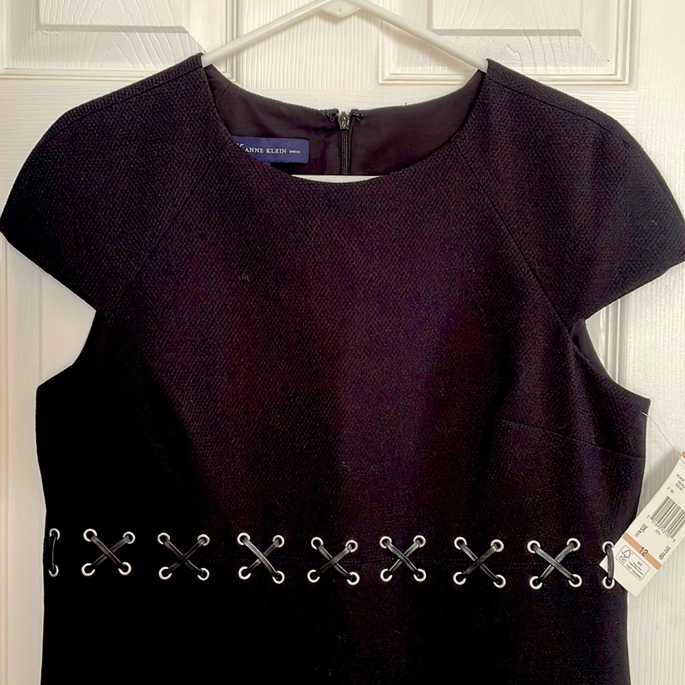 Anne Klein black dress with leather design